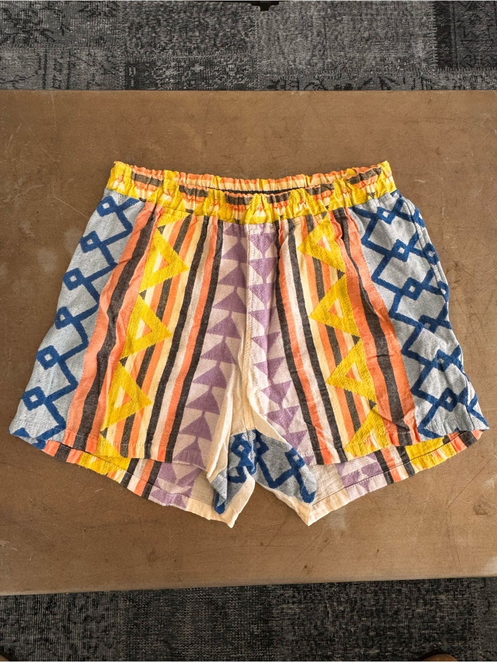 Patterned Casual Shorts in Yellow, Blue, Orange, Purple